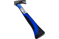 Молоток-гвоздодер Vertextools 225 г, фибергласовая обрезиненная рукоятка 10-25-225