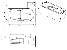 Акриловая ванна Riho Lazy Plug & Play 180x80 см L, с монолитной панелью