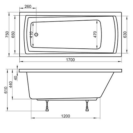 Акриловая ванна Ravak Domino Plus 170x75 см C631R00000