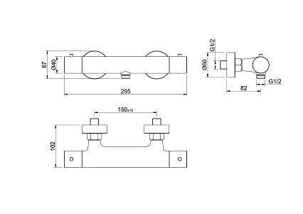 Смеситель для душа Aquatek Европа AQ1363BGM термостат, оружейная сталь