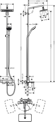 Душевая стойка Hansgrohe Showerpipe 280 1jet 27687000, с термотатом