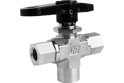Шаровой кран Hy-Lok 102 серии, трехходовой, NPT 1/4" внутр. - NPT 1/4" внутр HB2-B3-F-4N