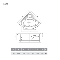 Акриловая ванна Relisan Rona 130x130