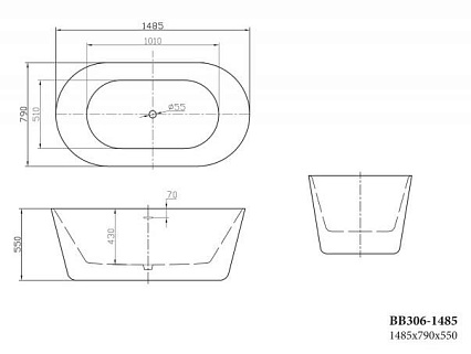 Акриловая ванна BelBagno BB306-1485 149x79 белый