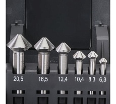 Набор зенковок 6 шт, 6.3-20.5 мм, HSSE, 90 градусов RUKO 102790ERO