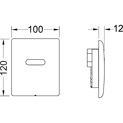Кнопка смыва для писсуара TECE Planus 9242352 с ИК-датчиком (питание от сети), металл, сатин