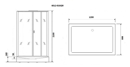 Душевая кабина Niagara Premium NG-6012-01GQR 120x80, правая