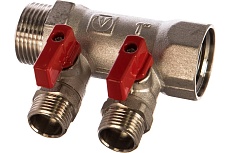 Комплект Valtec _19 VI7 Коллектор с кранами 2 вых. х 1x1/2 НР VTc.580.N.0602 + Адаптер д/коллектора /конус-плоскость/ 1/2 VTc.701.N.04 VT.VI7.K19.5800602.701