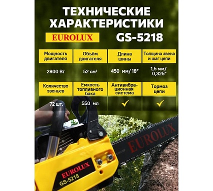 Бензопила Eurolux GS-5218 70/6/26