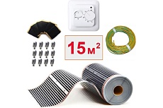 Плёночный электрический тёплый пол ТеплоСофт 15 м2, ширина 100 см, с терморегулятором, инфракрасная плёнка 15 м2 плёнка100 15метров