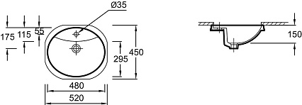 Раковина Jacob Delafon Odeon E1357-00 48 см