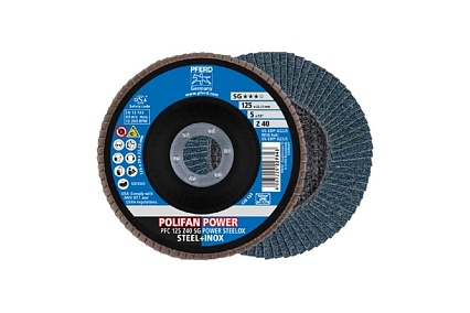 Круг шлифовальный лепестковый PFC 125 Z40 SG POWER STEELOX PFERD 67784125
