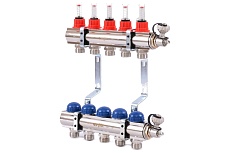 Коллекторная группа 1х3/4, 5 выходов, с расходомерами и термостатическими вентилями Uni-Fitt 440E4305