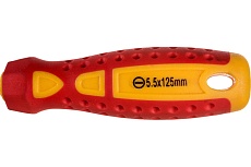 Шлицевая диэлектрическая отвертка Ladina GREPP SL5,5х125 мм, CrV, двухкомпонентная рукоятка 202-028