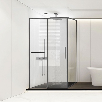 Душевой уголок Vincea Слим Софт (Slim Soft) VSR-1SS1010CLGM 100x100 вороненая сталь, стекло прозрачное