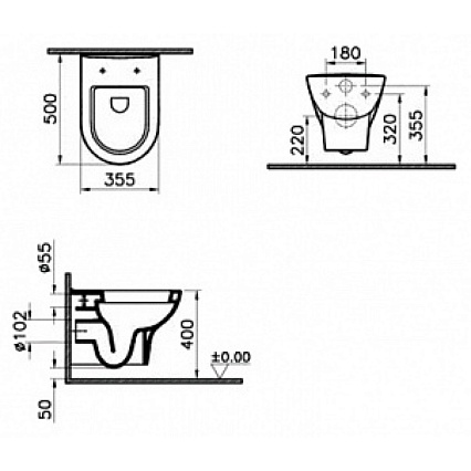 Подвесной унитаз VitrA Zentrum 9012B003-7206 комплект 4 в 1 с микролифтом