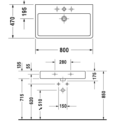 Раковина Duravit Vero 0454800000 80 см