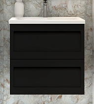 Мебель для ванной Art&Max Platino 60 см с керамической раковиной, черный матовый