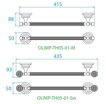 Полотенцедержатель Cezares Olimp OLIMP-TH05-01-Sw хром, Swarovski, 40 см