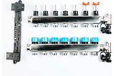 Коллекторная группа с расходомерами Federica Bugatti FB 1&quot;x3/4&quot; 7 выходов, нержавейка 2015358