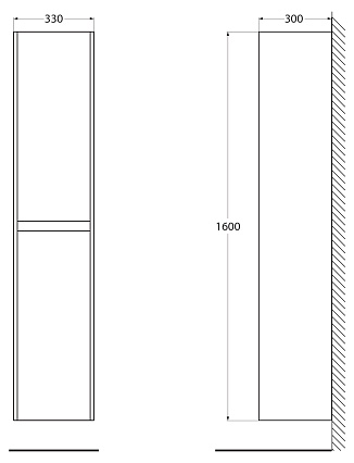 Шкаф пенал BelBagno Kraft 33 см R Cemento Grigio, KRAFT-1600-2A-SC-CG-R