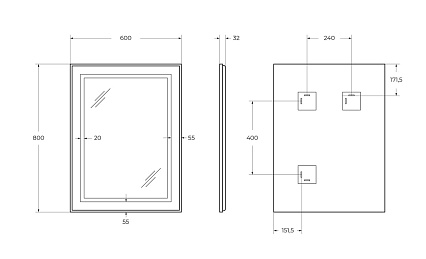 Зеркало BelBagno SPC-KRAFT-600-800-SENS-AL 60x80 см сенсорный выключатель, сатин