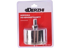 Коронка алмазная по керамограниту с центрирующим сверлом 68 мм DERZHI 8307-007
