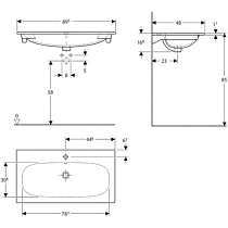 Раковина Geberit Acanto Slim 90 см