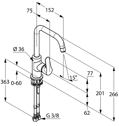 Смеситель для раковины Kludi Objekta 320240575