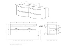 Тумба с раковиной Cezares Vague 138 см, двойная раковина Rovere sbiancato