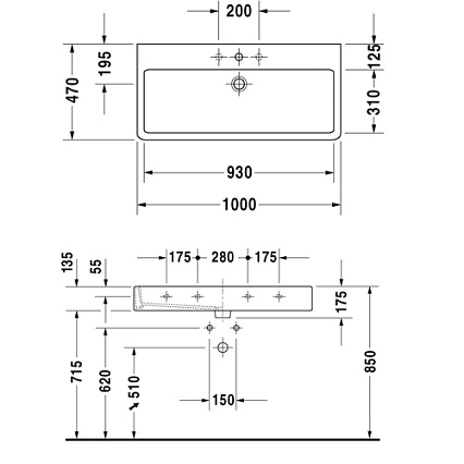 Раковина Duravit Vero 0454100000 100 см