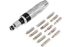 Ударно-поворотная реверсивная отвертка с битами Тундра 1/2&quot; металлическая рукоятка, 13 шт., кейс 9043443