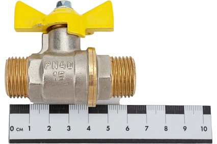 Шаровой кран для газа Valfex 1/2" НР/НР бабочка, латунный никелированный 11Б27фтМ VF.279.NB3.012.Bir