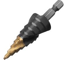 Сверло ступенчатое Denzel 4-6-8-10-12-14-16-18-20 мм, Р6М5, 6-гр. хвостовик 723603