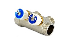 Коллектор НВ 3/4 2х3/4EK Н 40мм никелированный с вентилями Uni-Fitt 402N3320