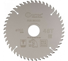 Диск пильный с тефлоновым покрытием по дереву Profi plus 160x1.3/2x30/25.4/20/16 мм, 48Т CUTOP 75-16048Т