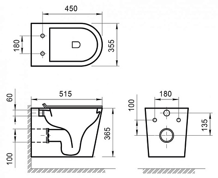 Подвесной унитаз BelBagno Flay-R BB053CHR безободковый