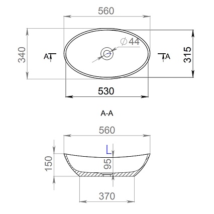 Раковина Salini Callista 103 S-Sense 56 см 1101103G, белый глянцевый