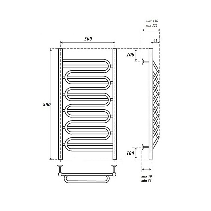 Полотенцесушитель водяной Point PN01158S П7 50x80, хром