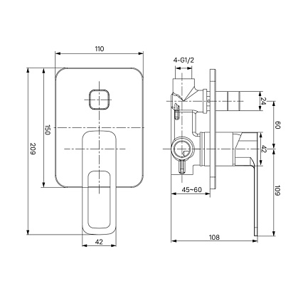 Смеситель для душа Iddis Slide SLIBL00i67 черный матовый