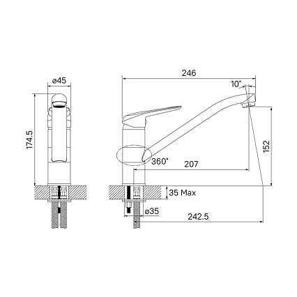 Смеситель для кухни Iddis Male MALBL00i05 черный матовый