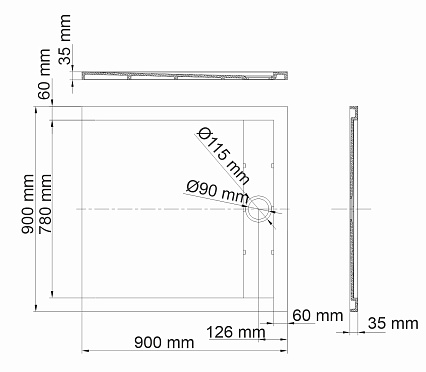 Поддон для душа WasserKRAFT Mindel 85T03 90x90, белый