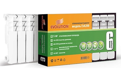 Алюминиевый радиатор Evolution EvA 200 6 секций 008050306