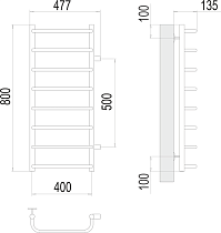 Полотенцесушитель водяной Terminus Стандарт П8 400x800 БП500, 4670078530356