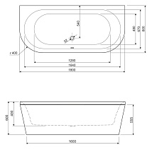 Акриловая ванна Cezares Metauro Wall METAURO-wall-180-80-40-W37 180x80 см