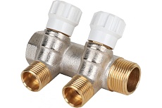 Коллектор MVI латунный с регулирующими вентилями 3/4"x1/2"x2 выхода MM.402.0504