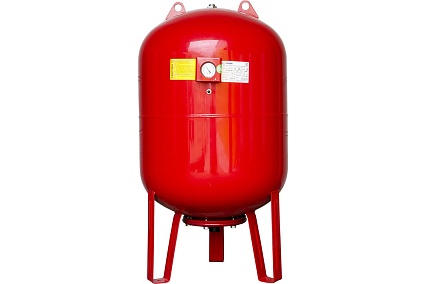 Вертикальный бак с ножками и манометром CRUWA 200л, 25 бар, 1 1/4", красный, мембрана epdm CRW 200 VM 25RED