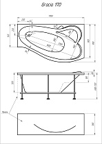 Акриловая ванна Marka One Gracia 170x100 R