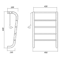 Полотенцесушитель электрический Domoterm Болеро DMT 109-P6 45x66 EK ТЭН справа, хром