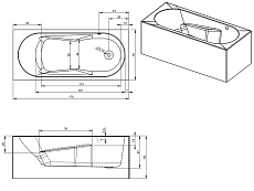 Акриловая ванна Riho Lazy Plug & Play 170x75 см L, с монолитной панелью